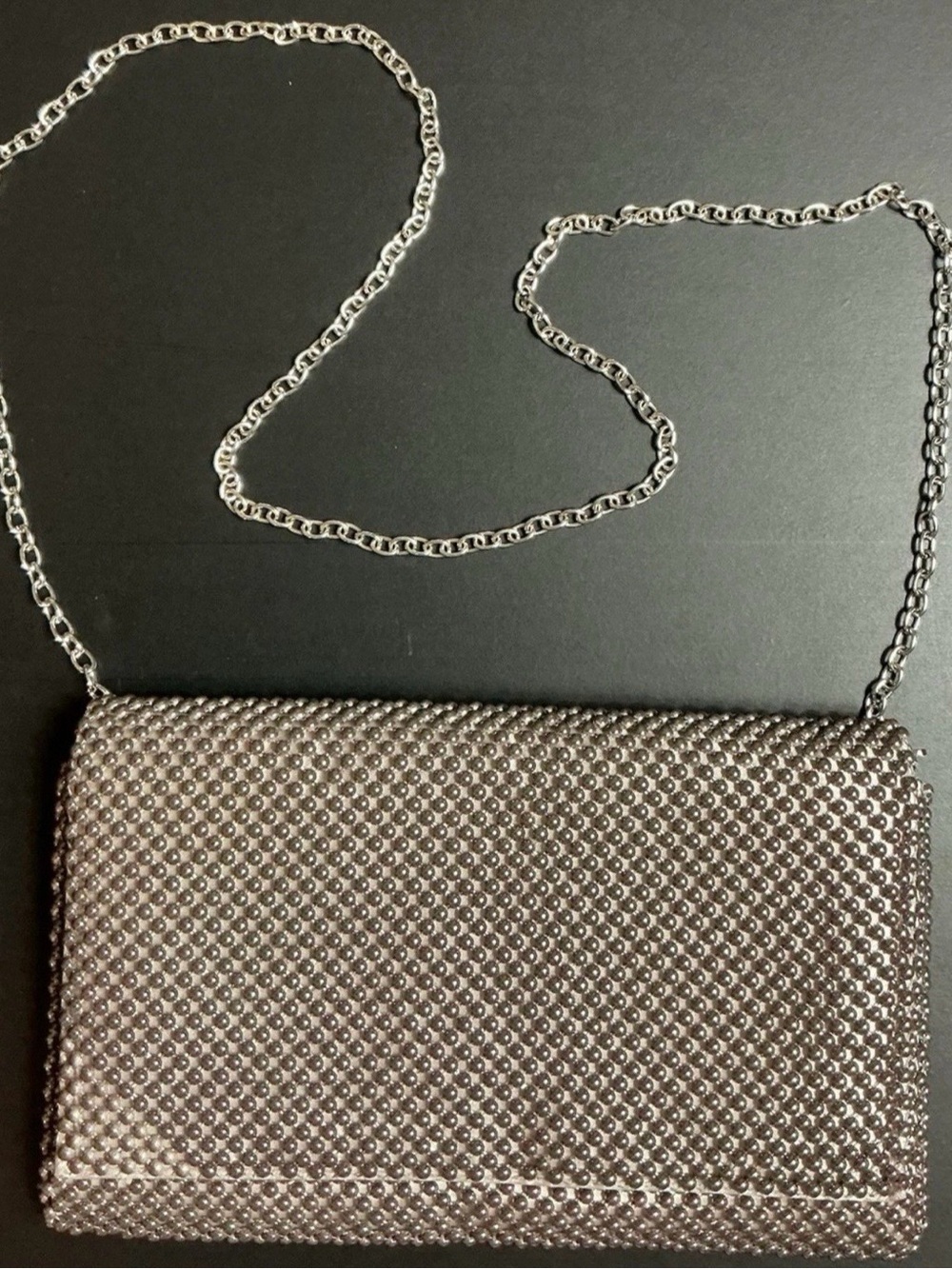 Blush Evening Silver Mesh Chainmail Clutch Crossbody Bag